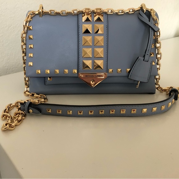 Michael Kors Blue Gold Studded Handbag - Picture 2 of 5